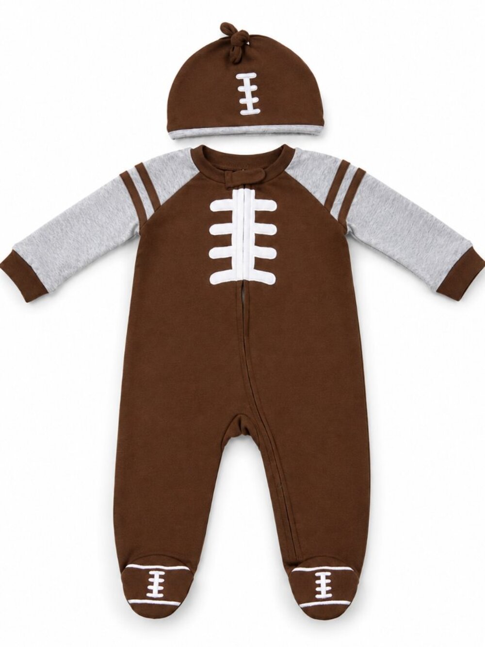 NWT Baby Essentials Football Sleeper & Hat Set 9M Baby Boy Gift